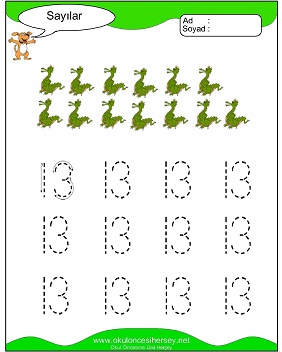 okul öncesi 1 sayısı çizgi çalışması